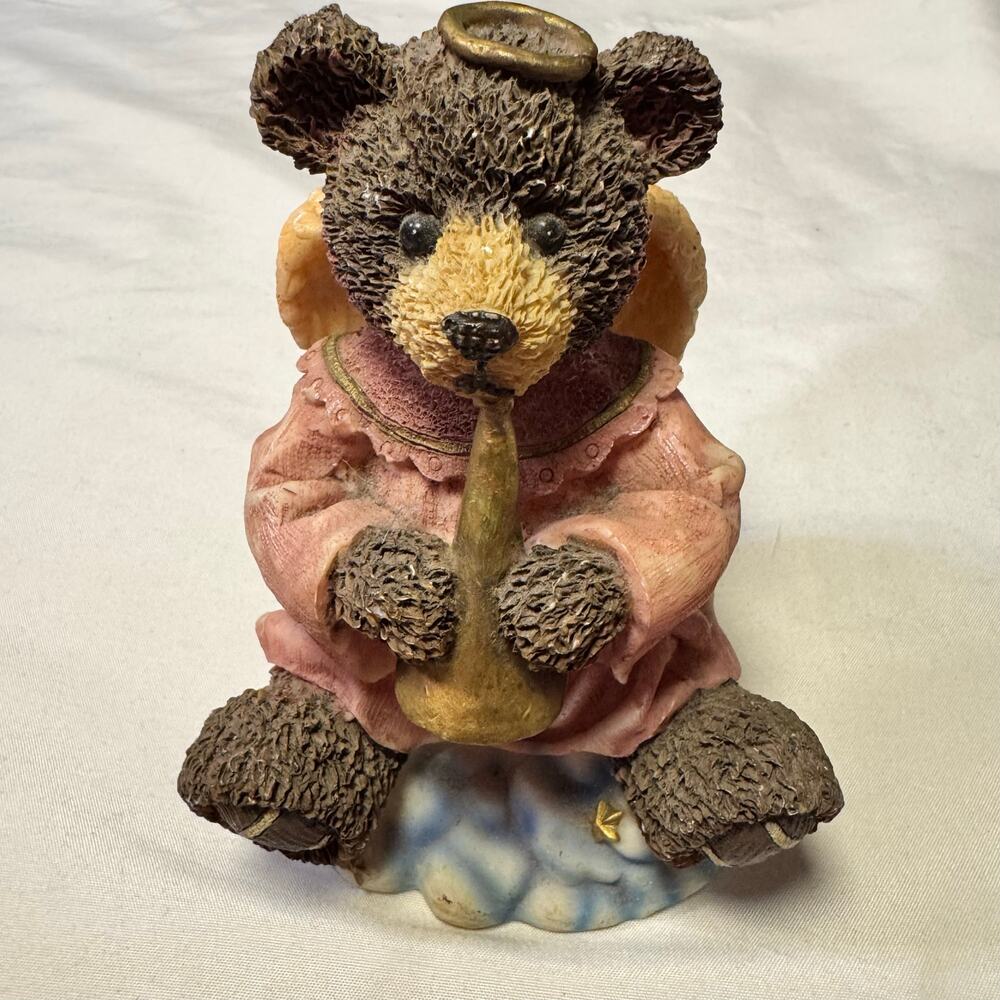 Vintage K's Collection Angelic Bears Figurine Angel bear Musician Horn Flute 90s